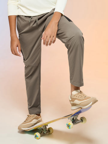 Boys Solid Slim Fit Sports Trackpants with TS FLEXI
