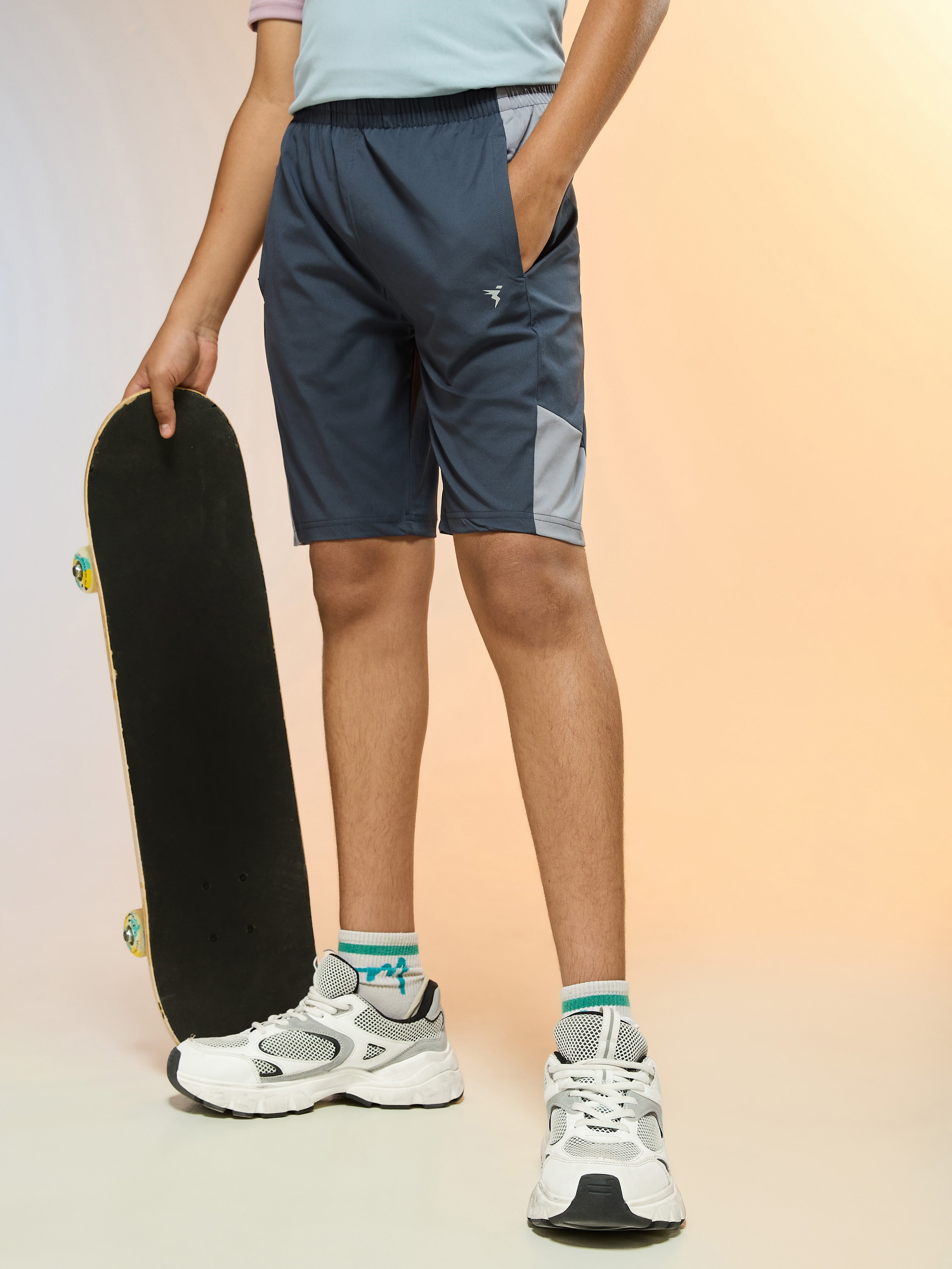 Boys Colorblock Slim Fit Sports Shorts with TS FLEXI