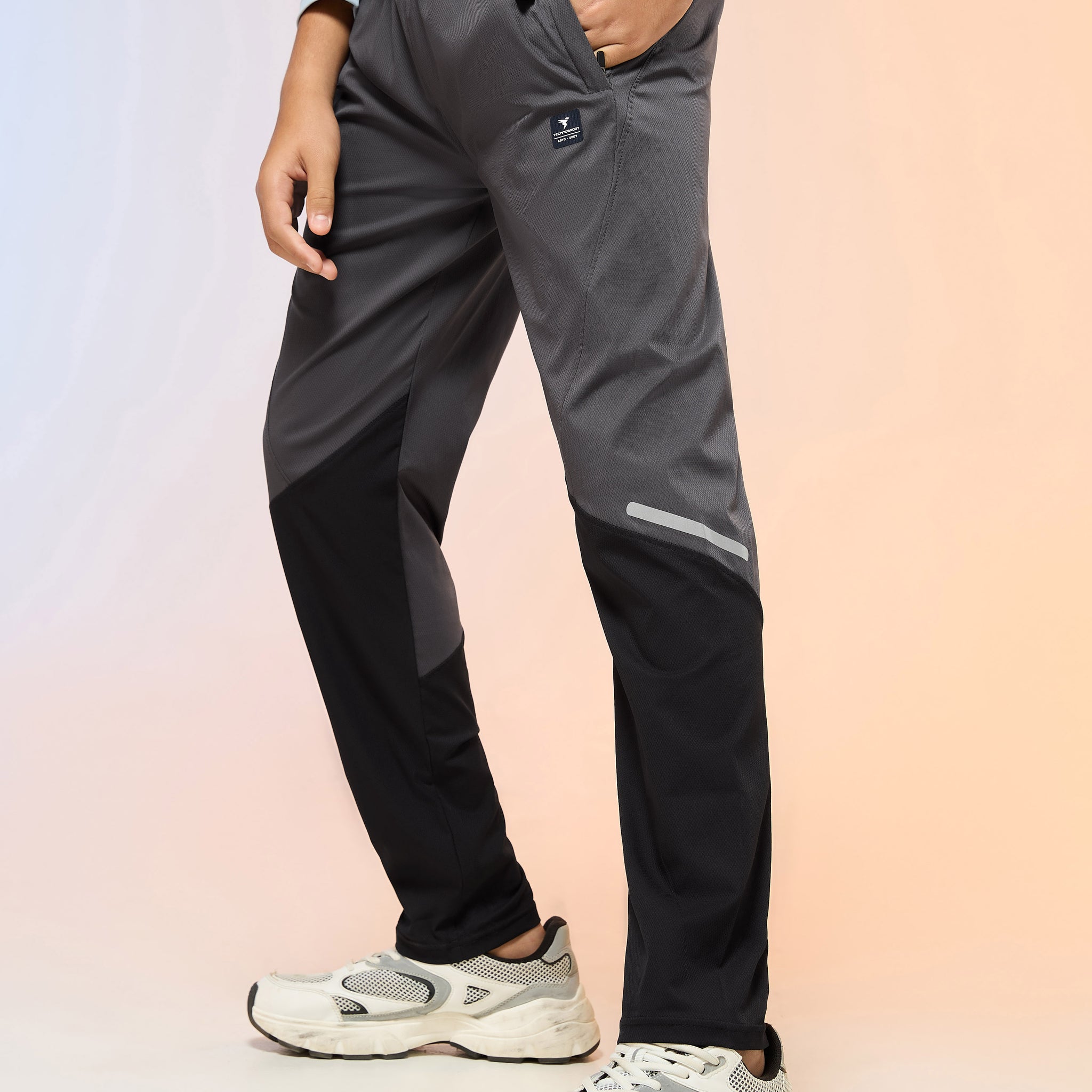 Boys Colorblock Slim Fit Sports Trackpants with TS LYTRA