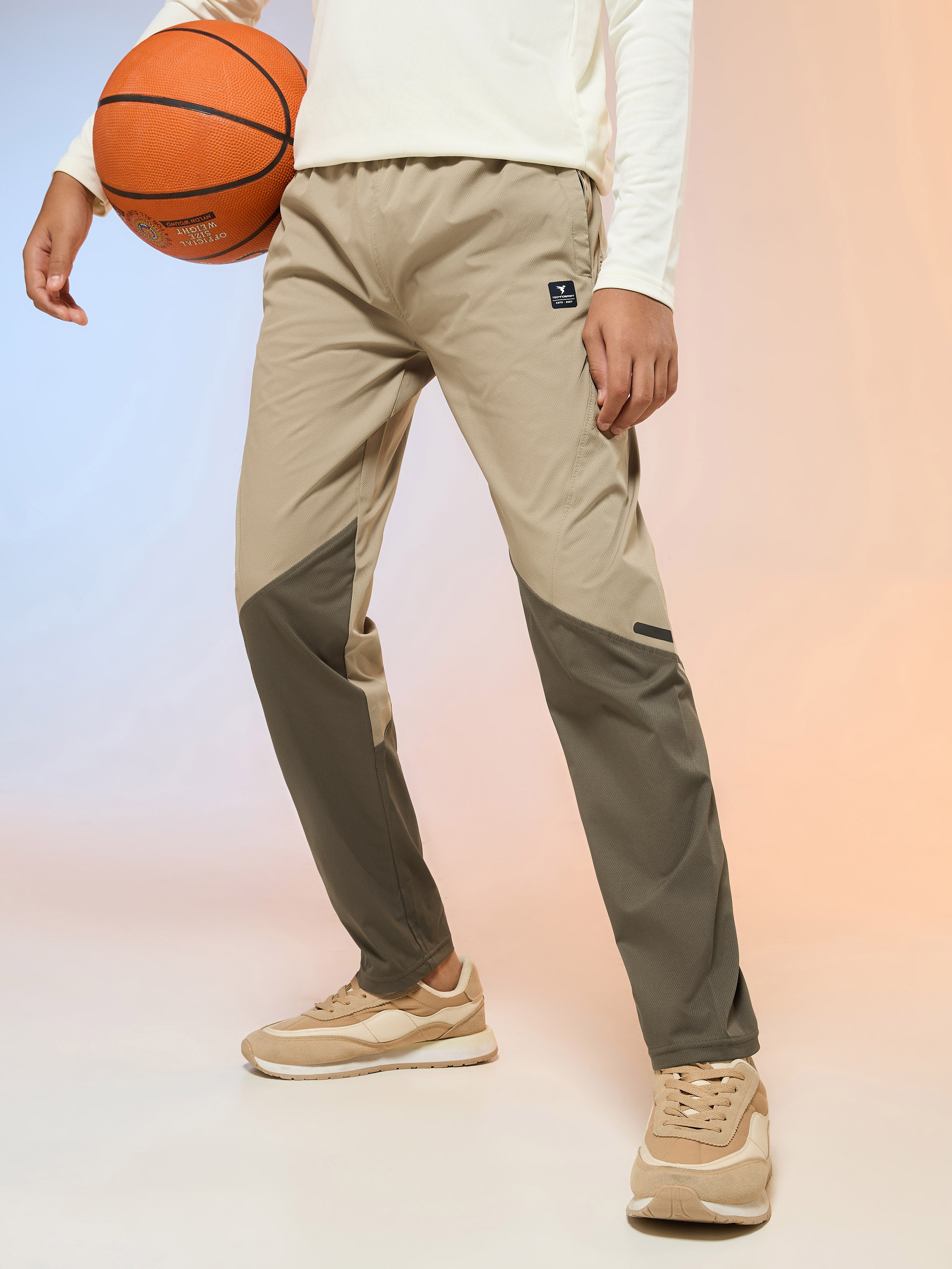 Boys Colorblock Slim Fit Sports Trackpants with TS LYTRA