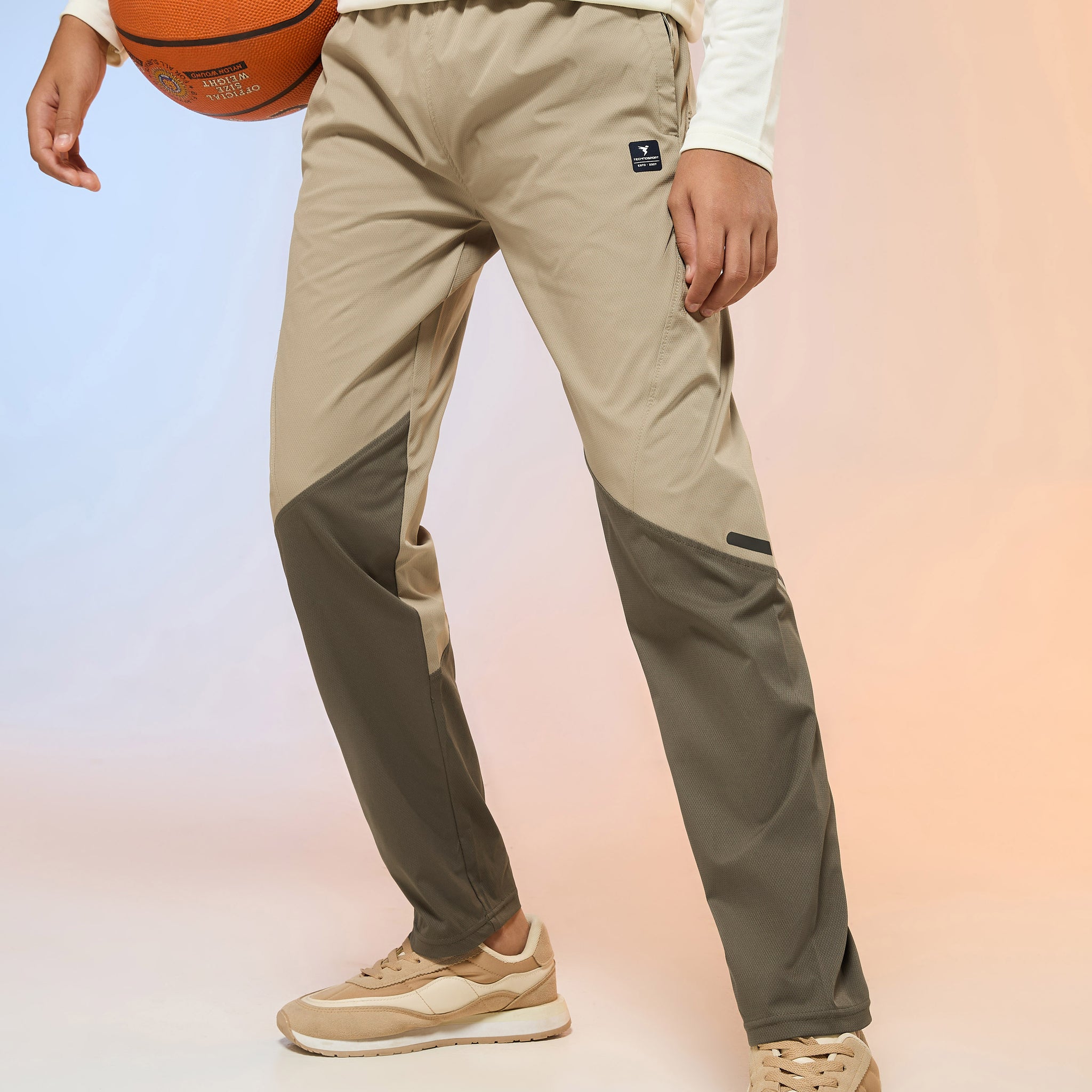 Boys Colorblock Slim Fit Sports Trackpants with TS LYTRA