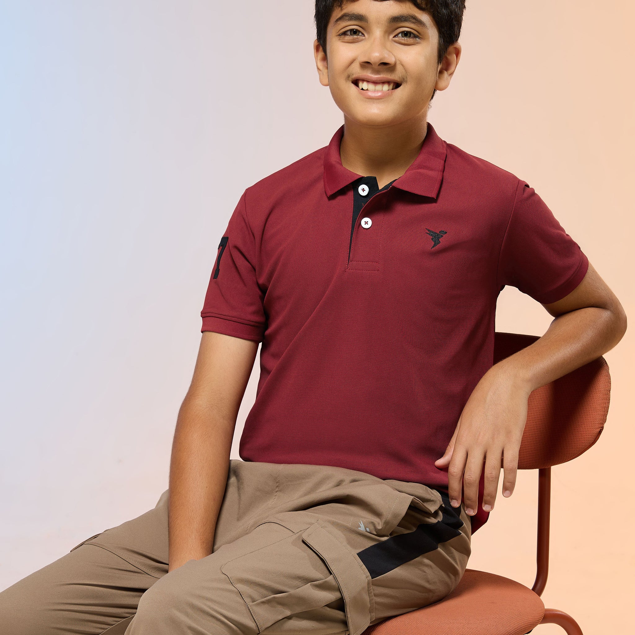 Boys Solid Slim Fit Polo Sports T-shirt with MATPIQ