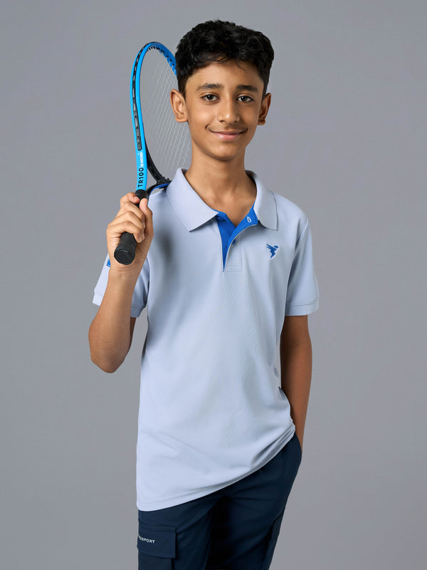 Boys Solid Slim Fit Polo Sports T-shirt with MATPIQ