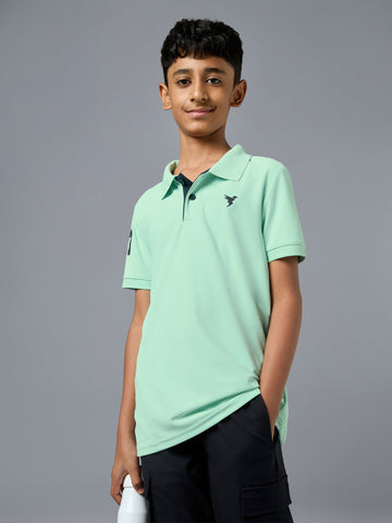 Boys Solid Slim Fit Polo Sports T-shirt with MATPIQ
