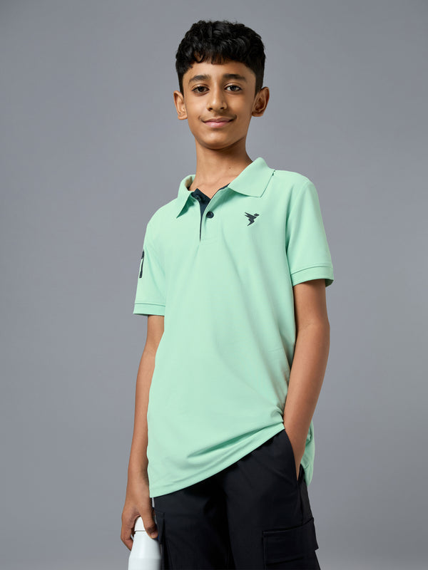 Boys Solid Slim Fit Polo Sports T-shirt with MATPIQ