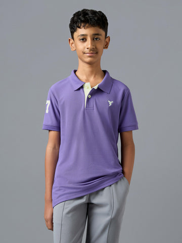 Boys Solid Slim Fit Polo Sports T-shirt with MATPIQ