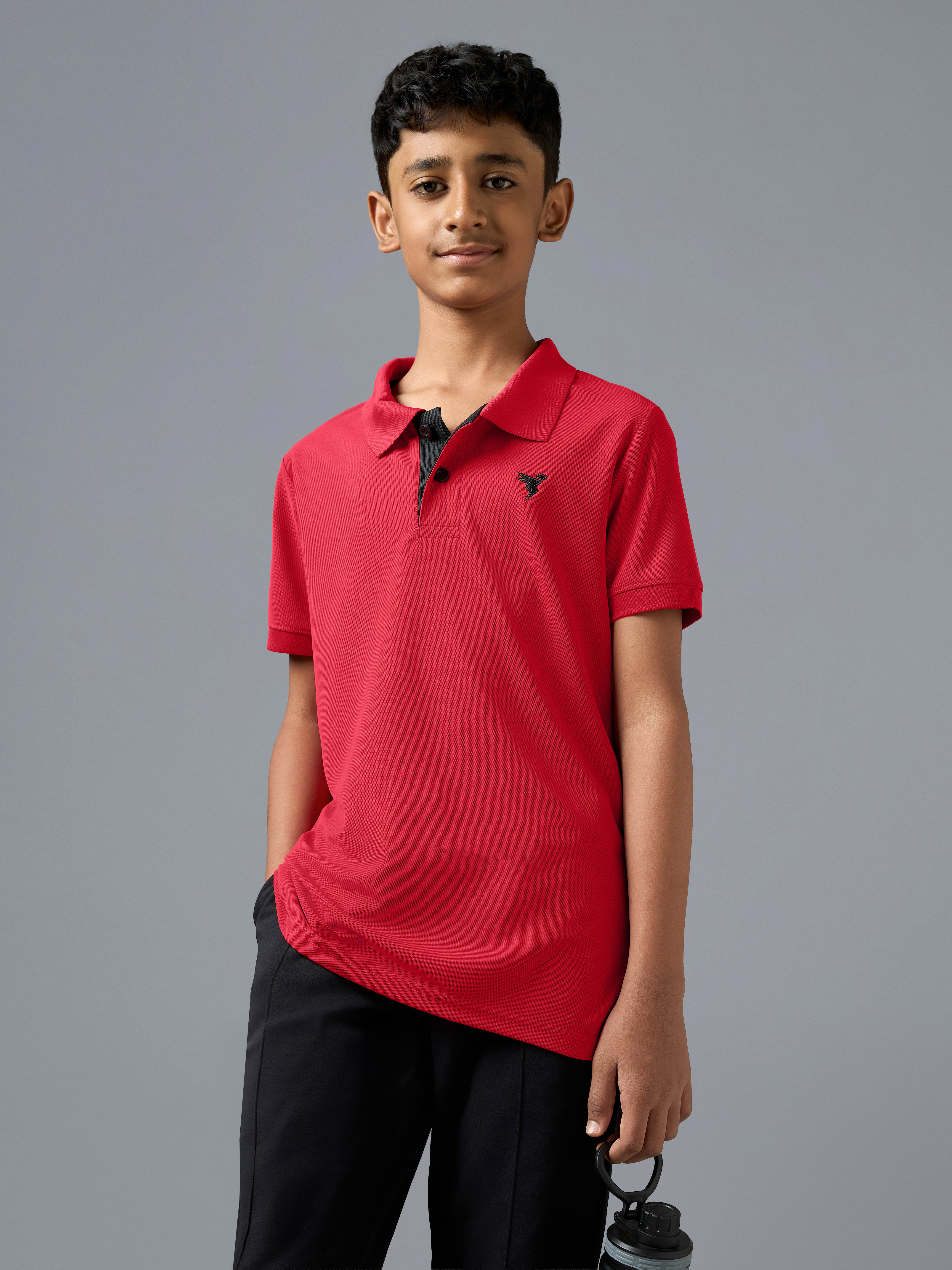 Boys Solid Slim Fit Polo Sports T-shirt with MATPIQ