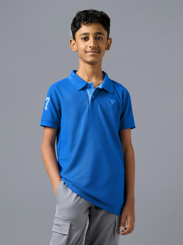 Boys Solid Slim Fit Polo Sports T-shirt with MATPIQ