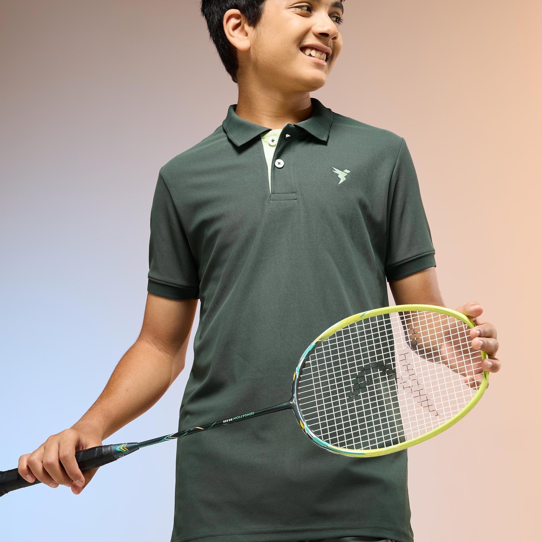 Boys Solid Slim Fit Polo Sports T-shirt with MATPIQ