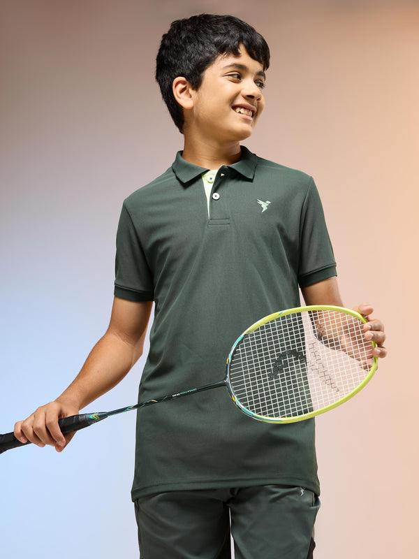 Boys Solid Slim Fit Polo Sports T-shirt with MATPIQ