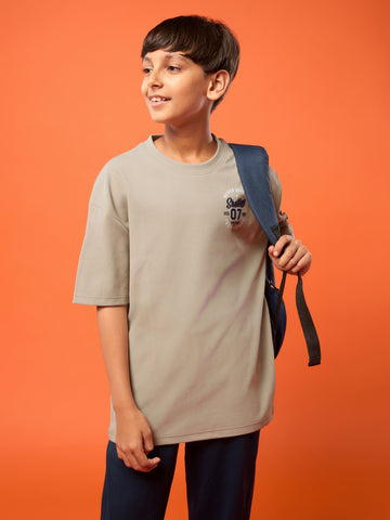 Boys Oversized Printed Round Neck Sports T-shirt with ELASTOPLUS