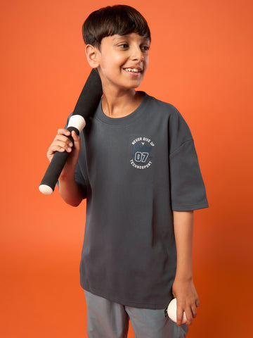 Boys Oversized Printed Round Neck Sports T-shirt with ELASTOPLUS