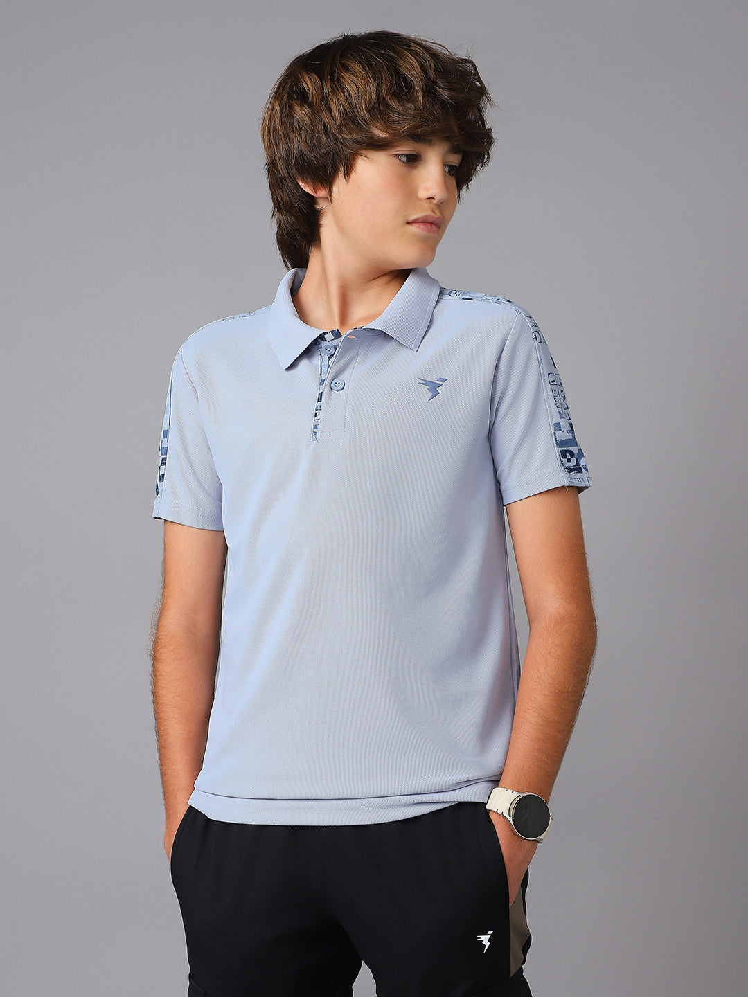 Boys Printed Slim Fit Polo Sports T-shirt with MATPIQ