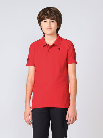 Boys Printed Slim Fit Polo Sports T-shirt with MATPIQ