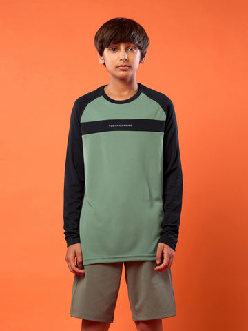 Boys Colorblock Slim Fit Crew Neck T-shirt with TECHNO COOL+