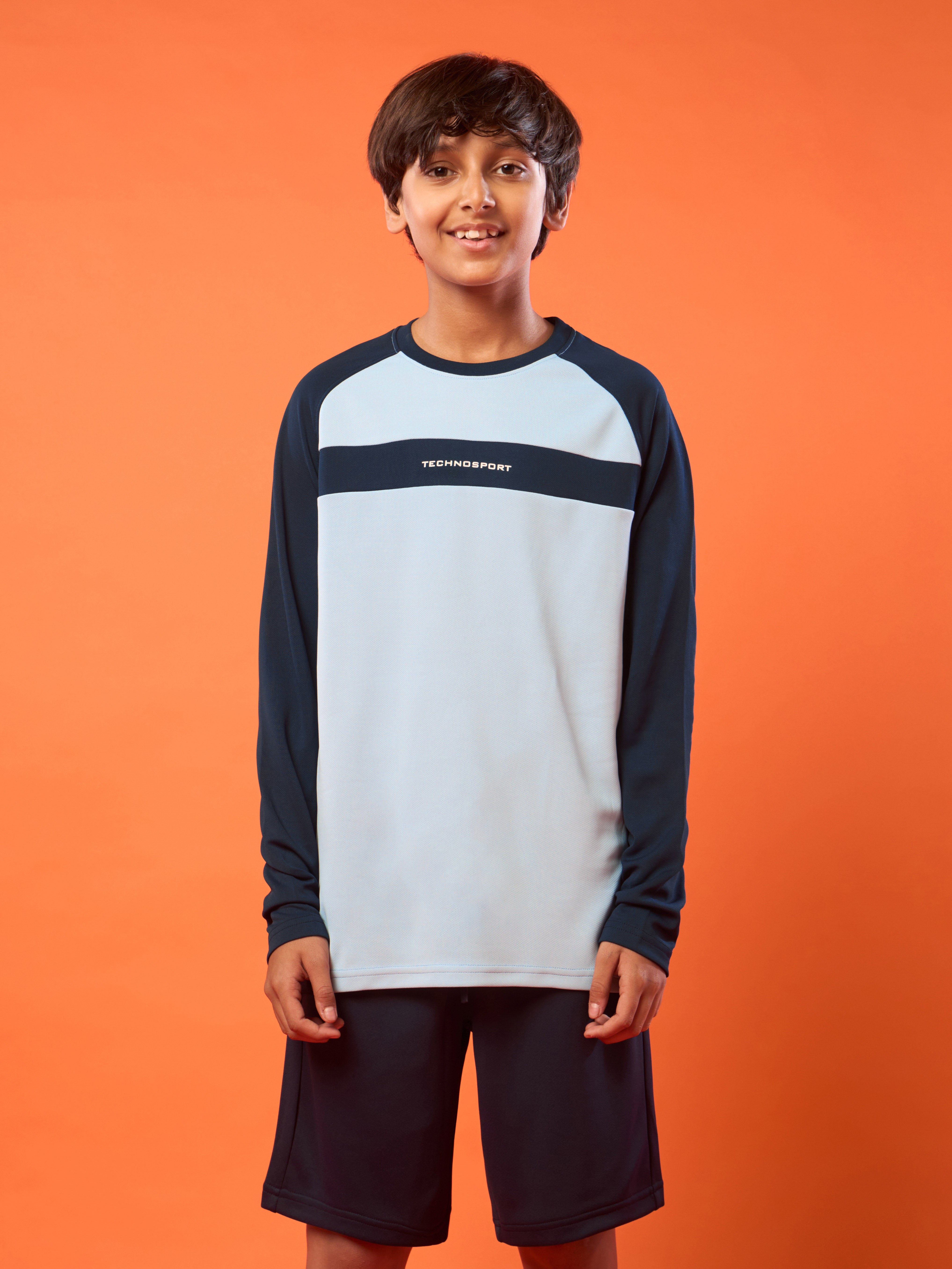 Boys Colorblock Slim Fit Crew Neck T-shirt with TECHNO COOL+