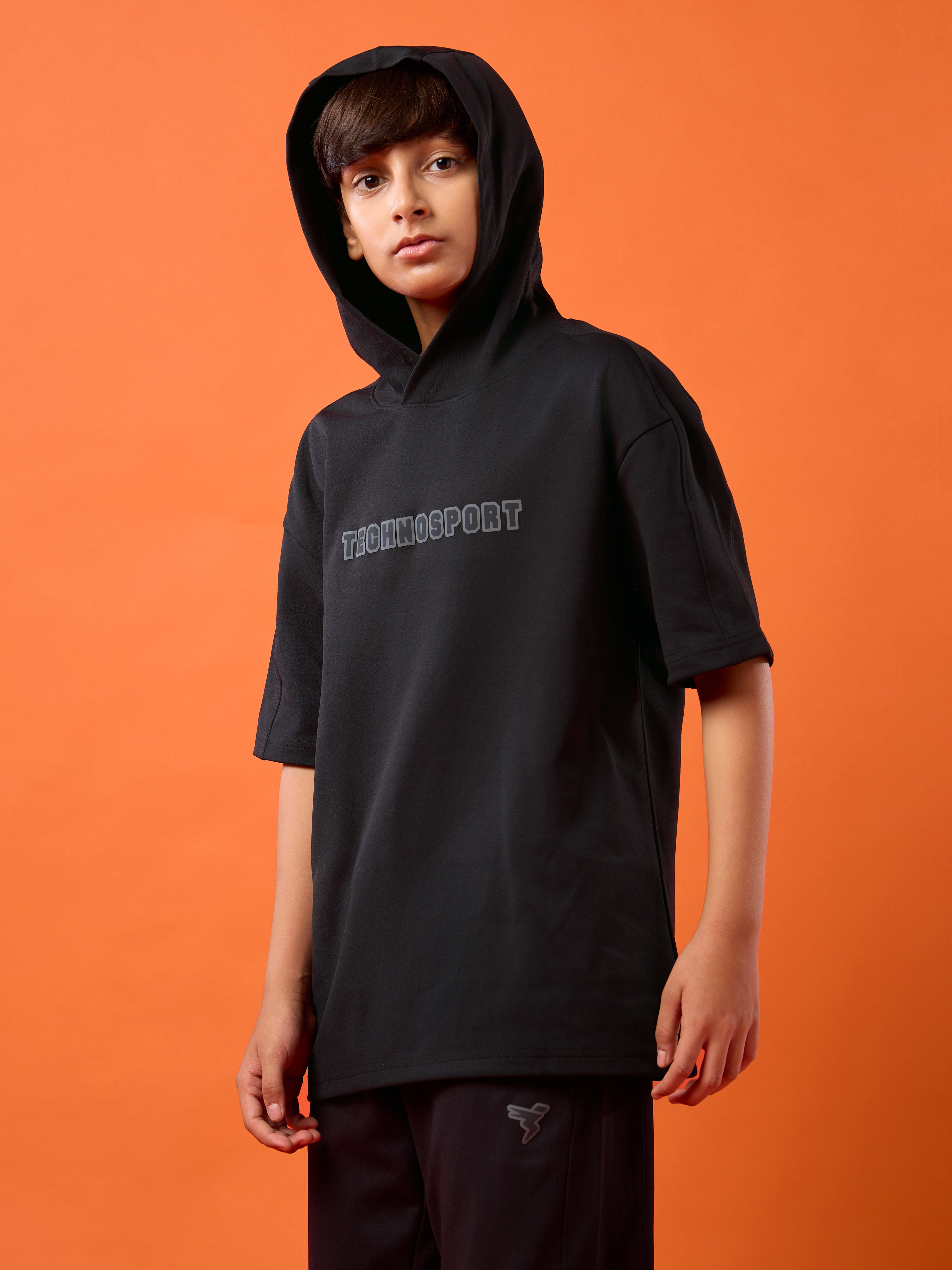Boys Drop Shoulder Relaxed Hooded T-shirt