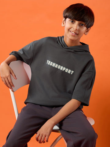 Boys Drop Shoulder Relaxed Hooded T-shirt