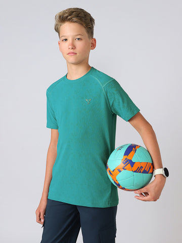Boys Solid Slim Fit Crew Neck Sports T-shirt with MATPIQ