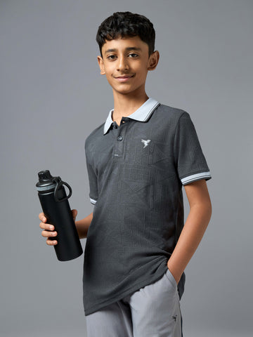 Boy's Millenova Half Sleeves Polo T-Shirt, Quick Dry Sports Polo Tee With COTFLEX