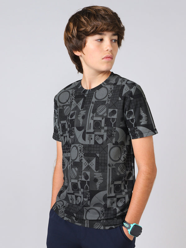 Boys Jacquard Slim Fit Crew Neck Sports T-shirt with MATPIQ