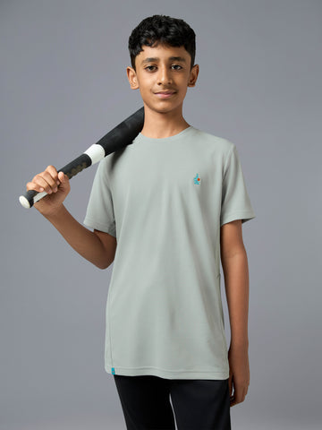 Boys Solid Regular Fit Round Neck Sports T-shirt with TECHNOCOOL+