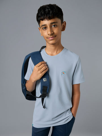 Boys Solid Regular Fit Round Neck Sports T-shirt with TECHNOCOOL+