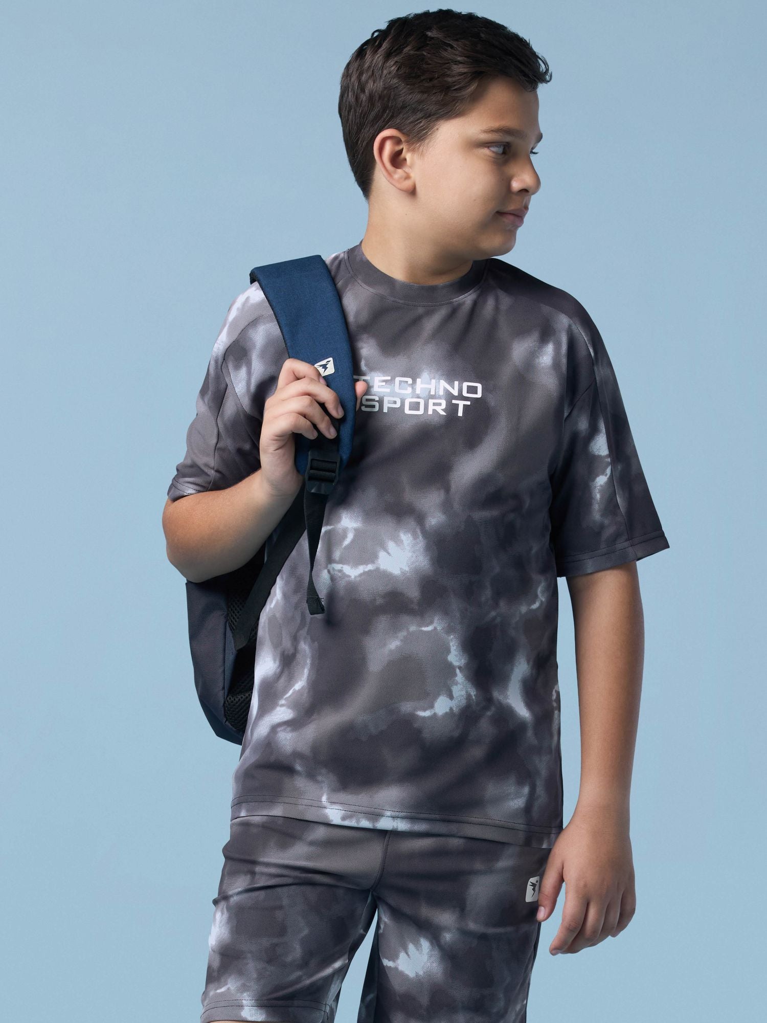 Boys Tie & Dye Printed Oversized Fit Half Sleeve Round Neck T-Shirt with MATPIQ