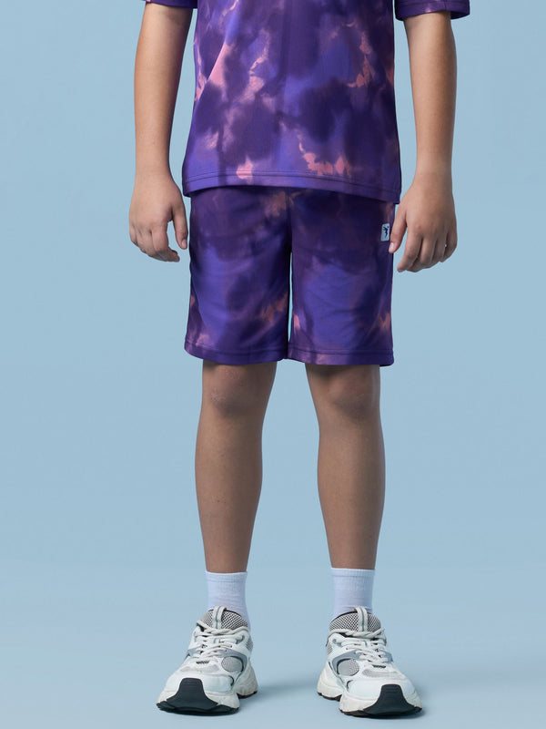 Boys Tie & Dye Printed Regular Fit Shorts with MATPIQ