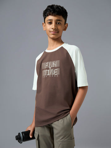 Boys' Oversized Color-Block Round Neck T-Shirt with COTFLEX