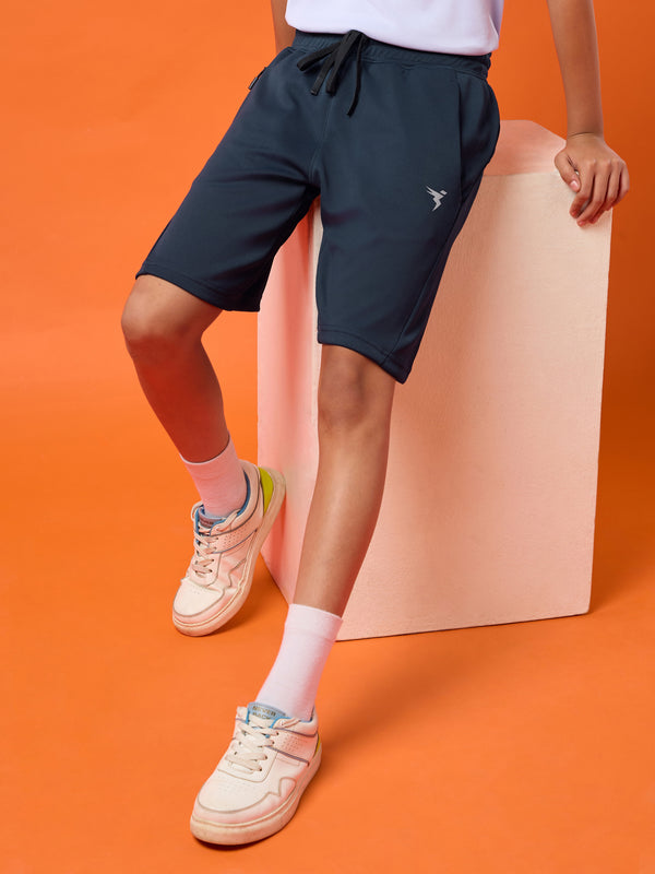 Boys Solid Slim Fit Shorts with TECHNO GUARD