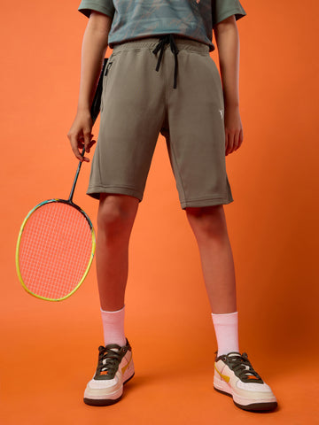 Boys Solid Slim Fit Shorts with TECHNO GUARD