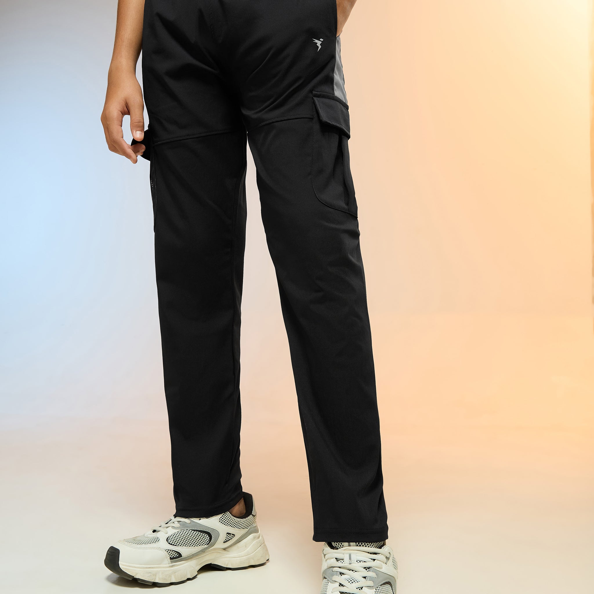 Boys Colorblock Straight Fit Sports Cargo Trackpants with TS FLEXI