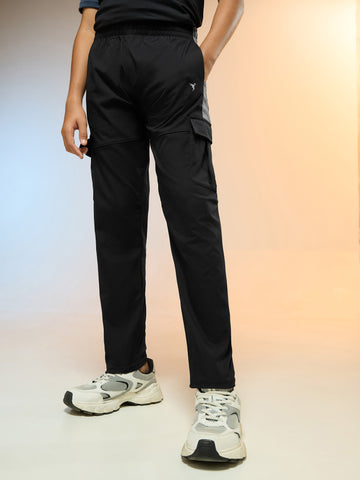 Boys Colorblock Straight Fit Sports Cargo Trackpants with TS FLEXI