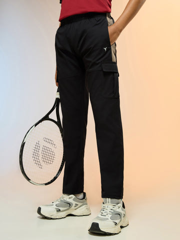 Boys Colorblock Straight Fit Sports Cargo Trackpants with TS FLEXI