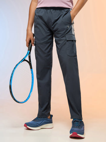 Boys Colorblock Straight Fit Sports Cargo Trackpants with TS FLEXI
