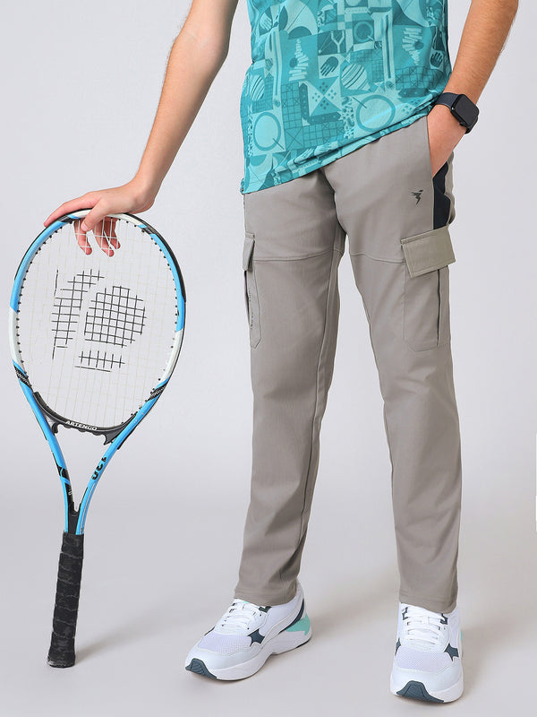 Boys Colorblock Straight Fit Sports Cargo Trackpants with TS FLEXI