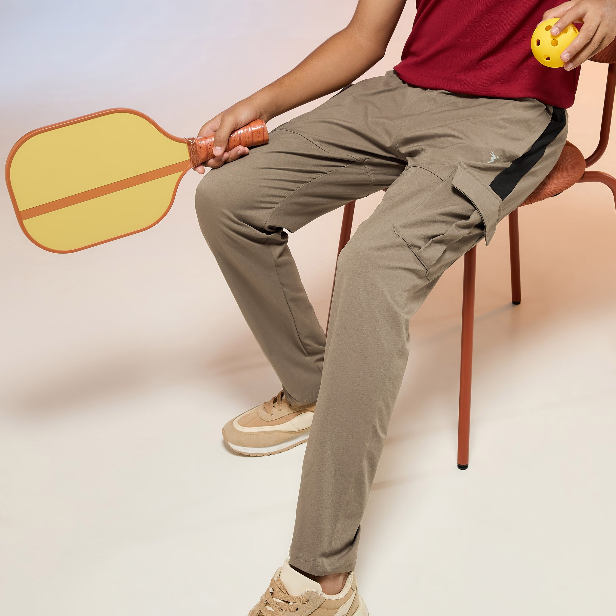 Boys Colorblock Straight Fit Sports Cargo Trackpants with TS FLEXI