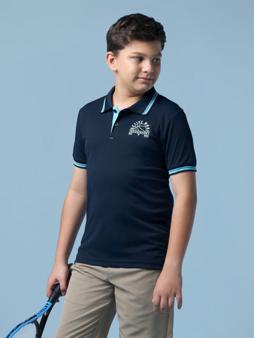 Boys Solid Polo T-shirt with TECHNO DRY