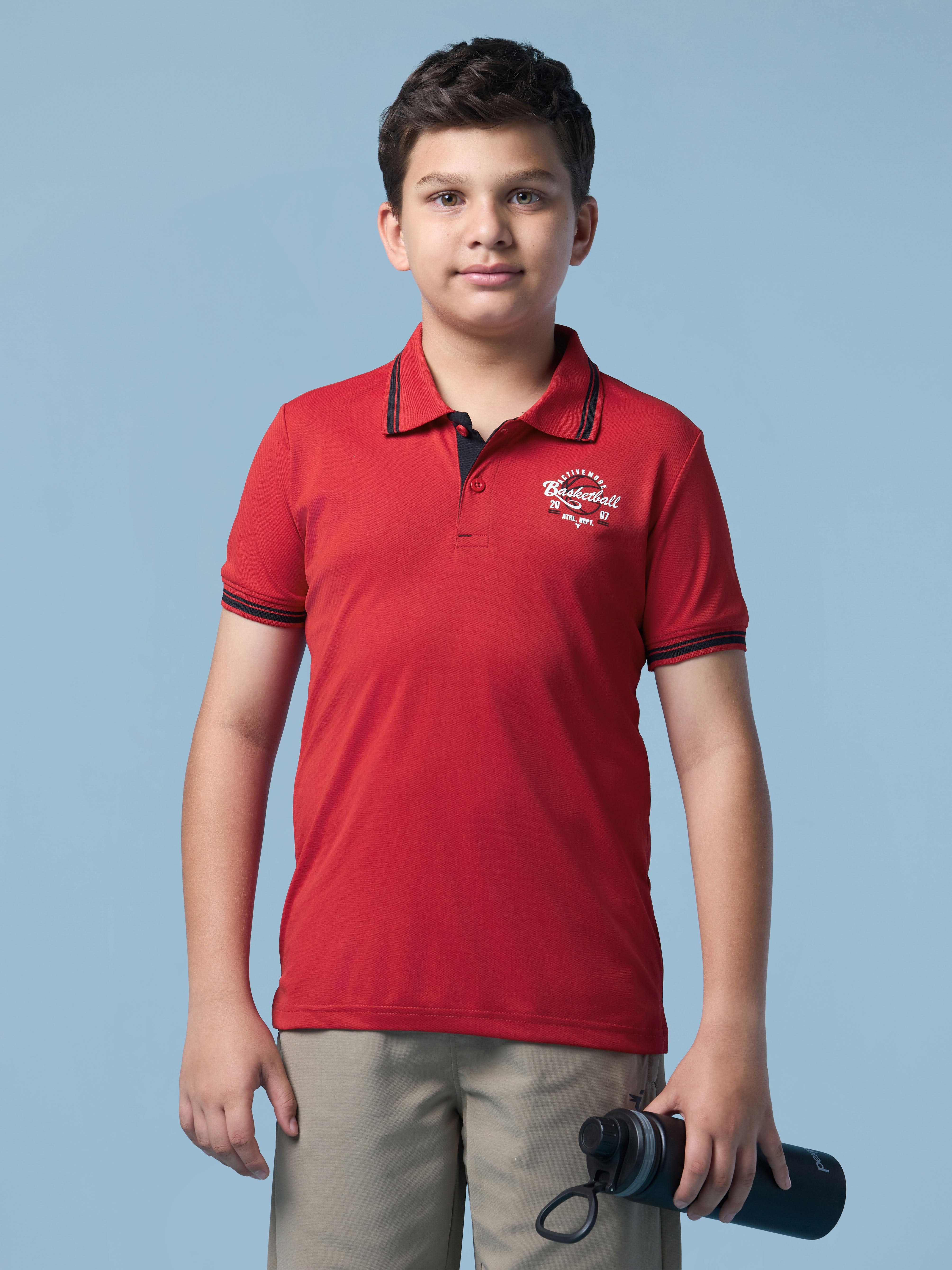 Boys Solid Polo T-shirt with TECHNO DRY