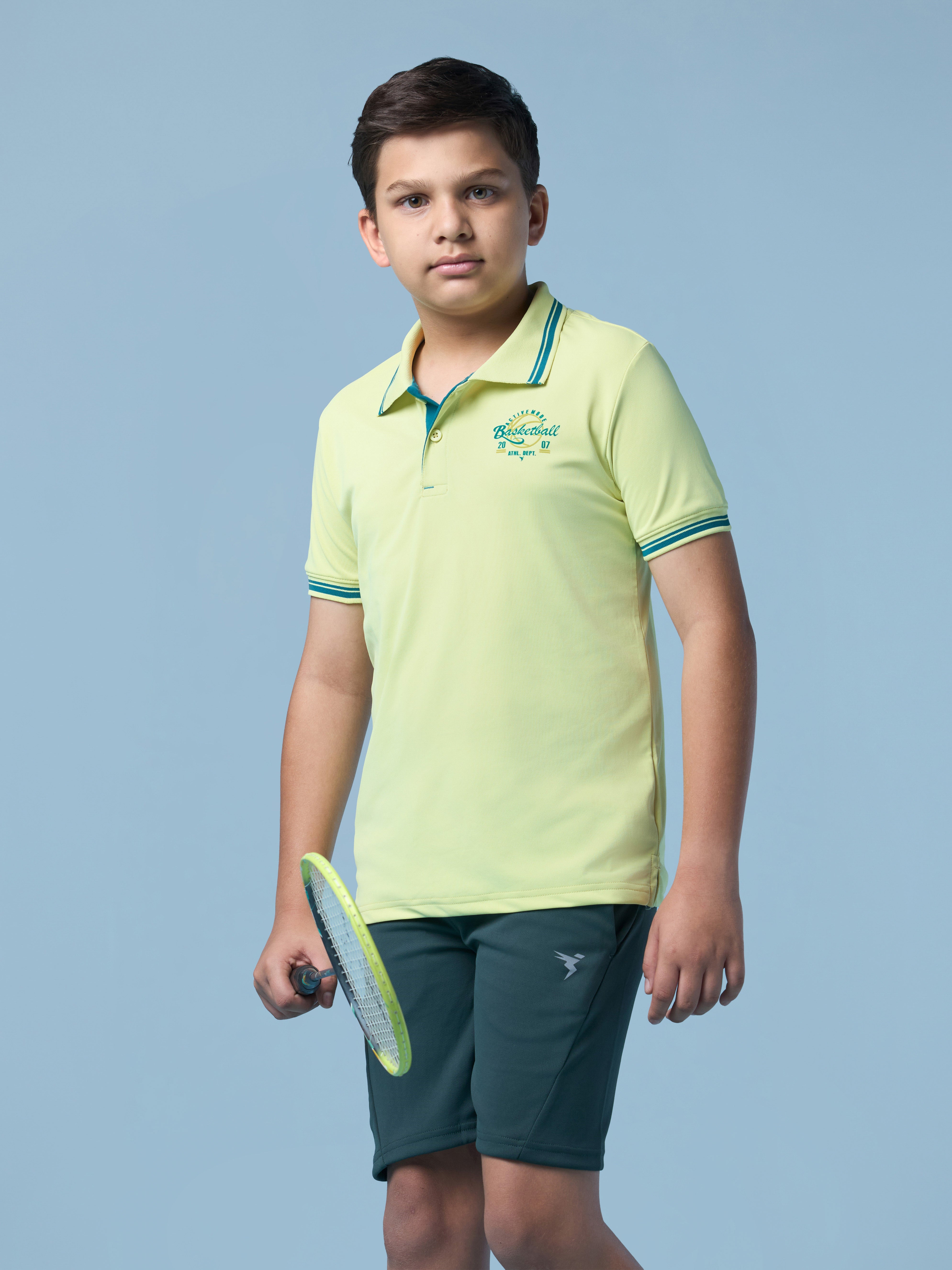 Boys Solid Polo T-shirt with TECHNO DRY