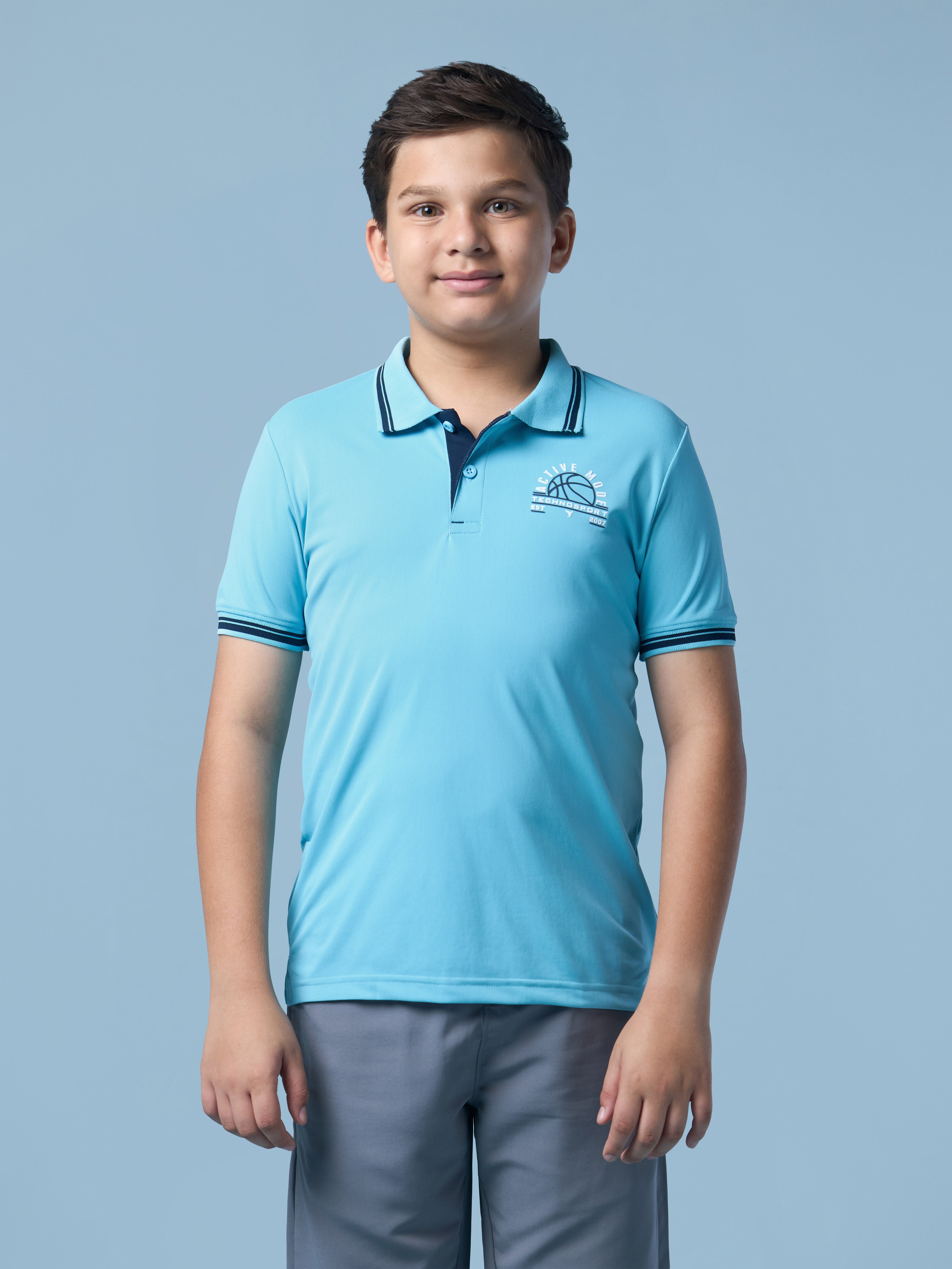 Boys Solid Polo T-shirt with TECHNO DRY