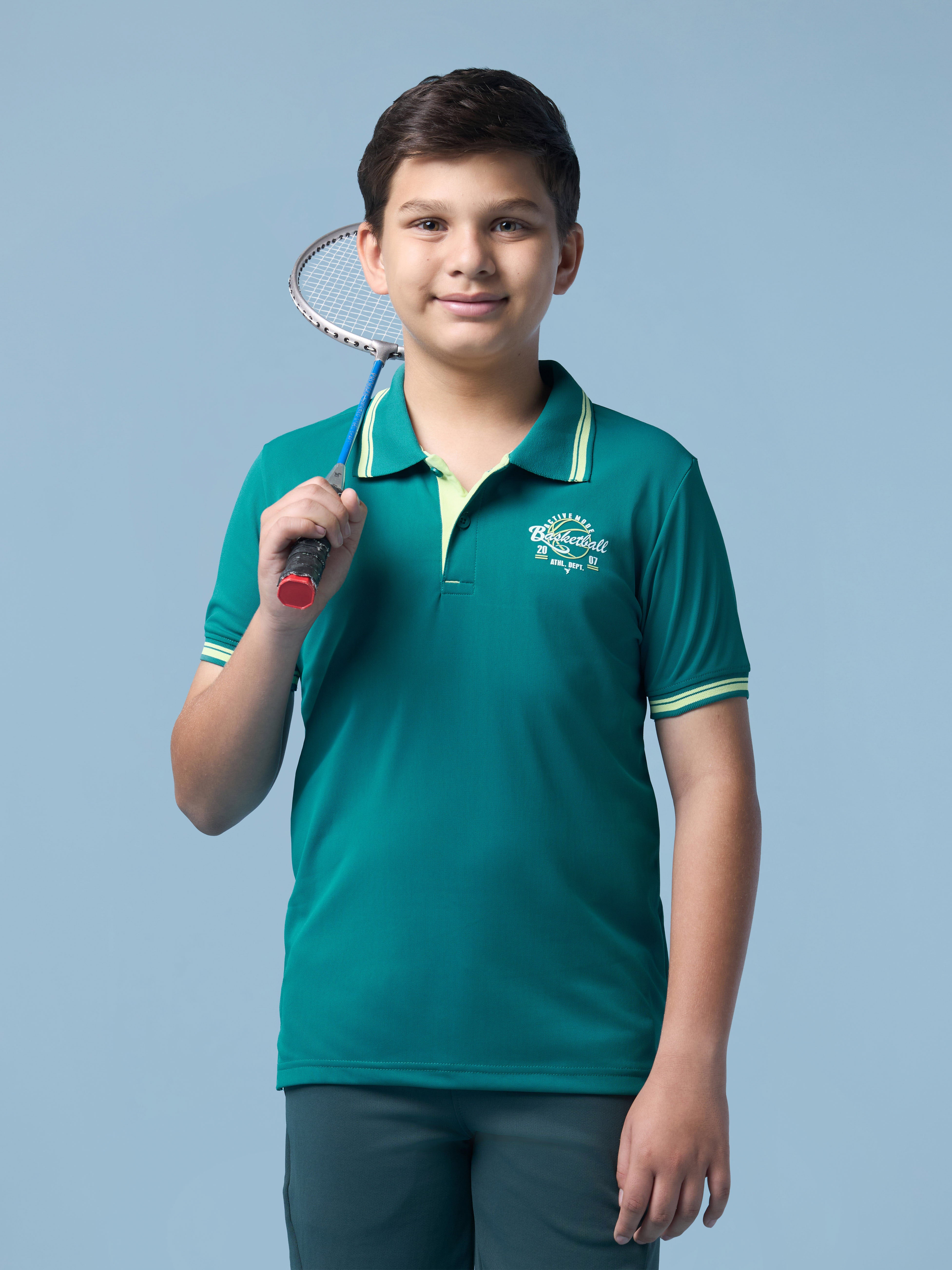 Boys Solid Polo T-shirt with TECHNO DRY