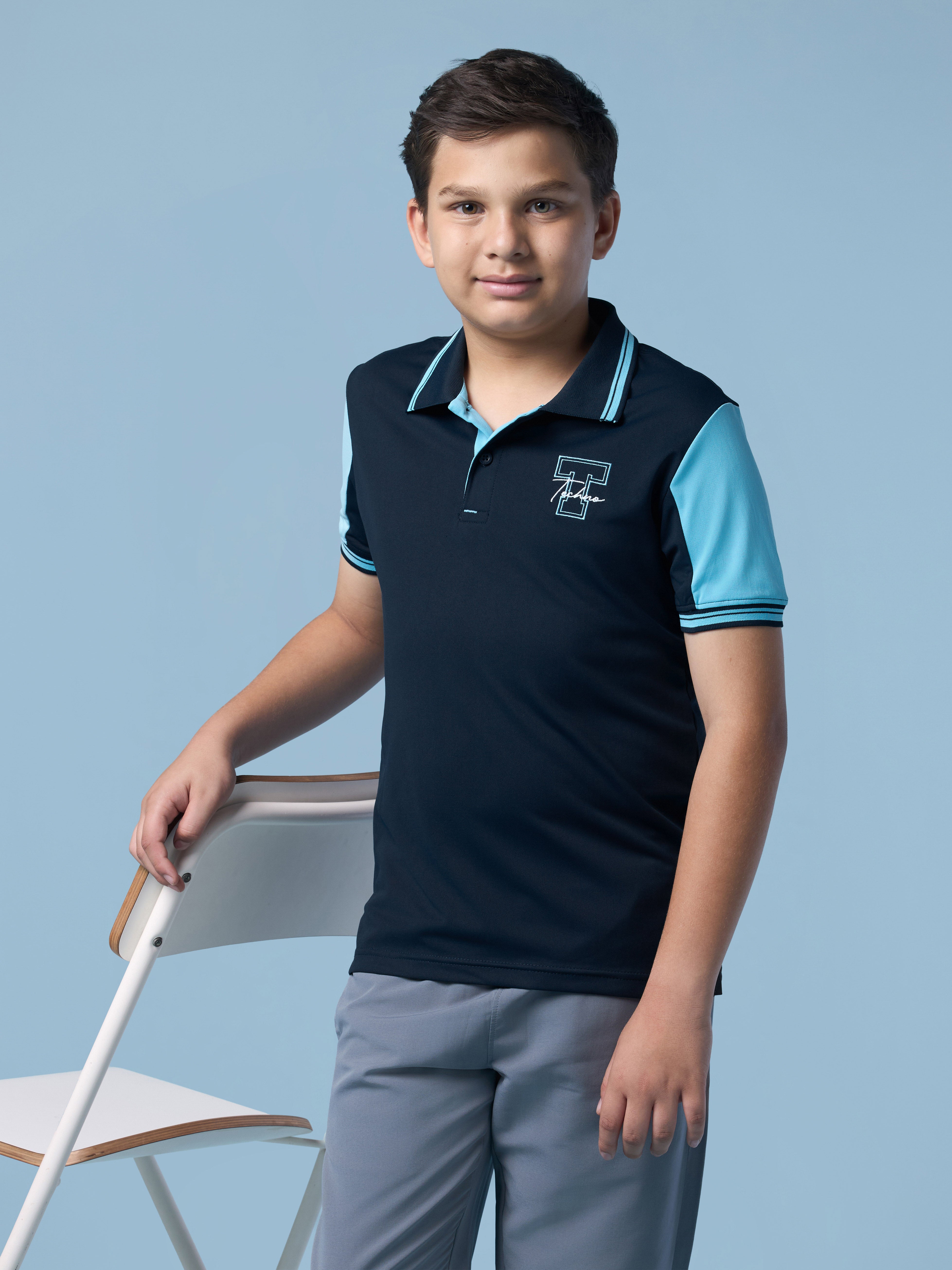 Boys Colorblock  Polo  T-shirt with TECHNO DRY