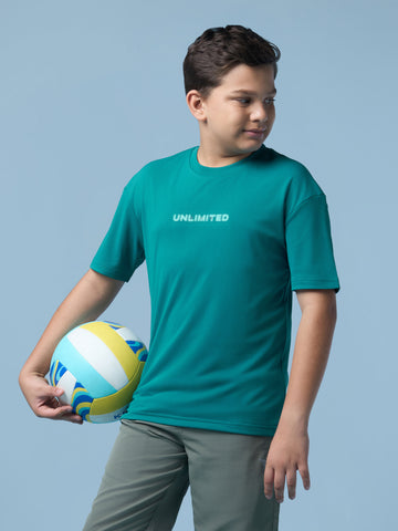 Boys Crew neck Dropshoulder Oversized T-shirt with TECHNO DRY