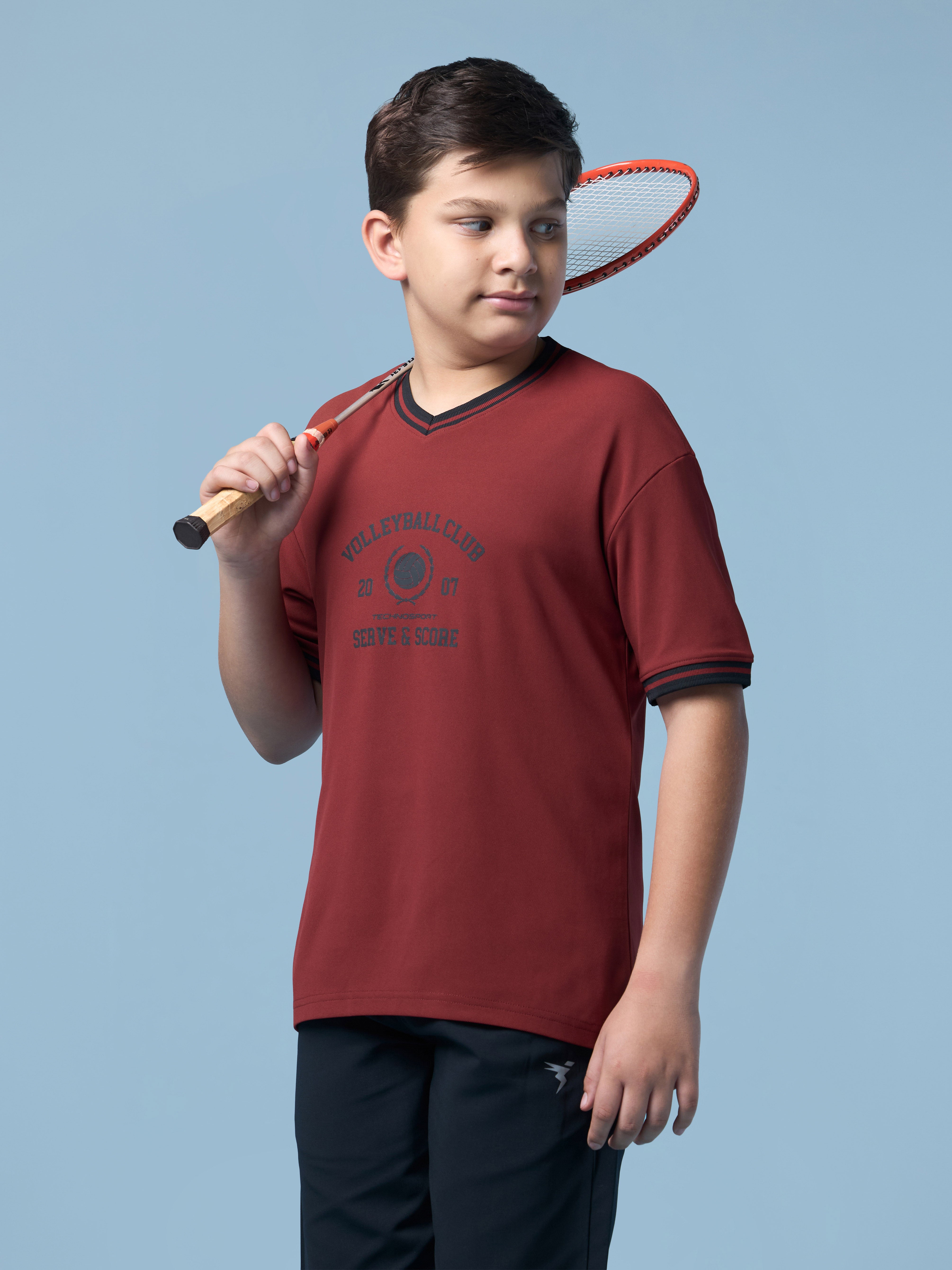 Boys V Neck Dropshoulder T-Shirt  with MATPIQ