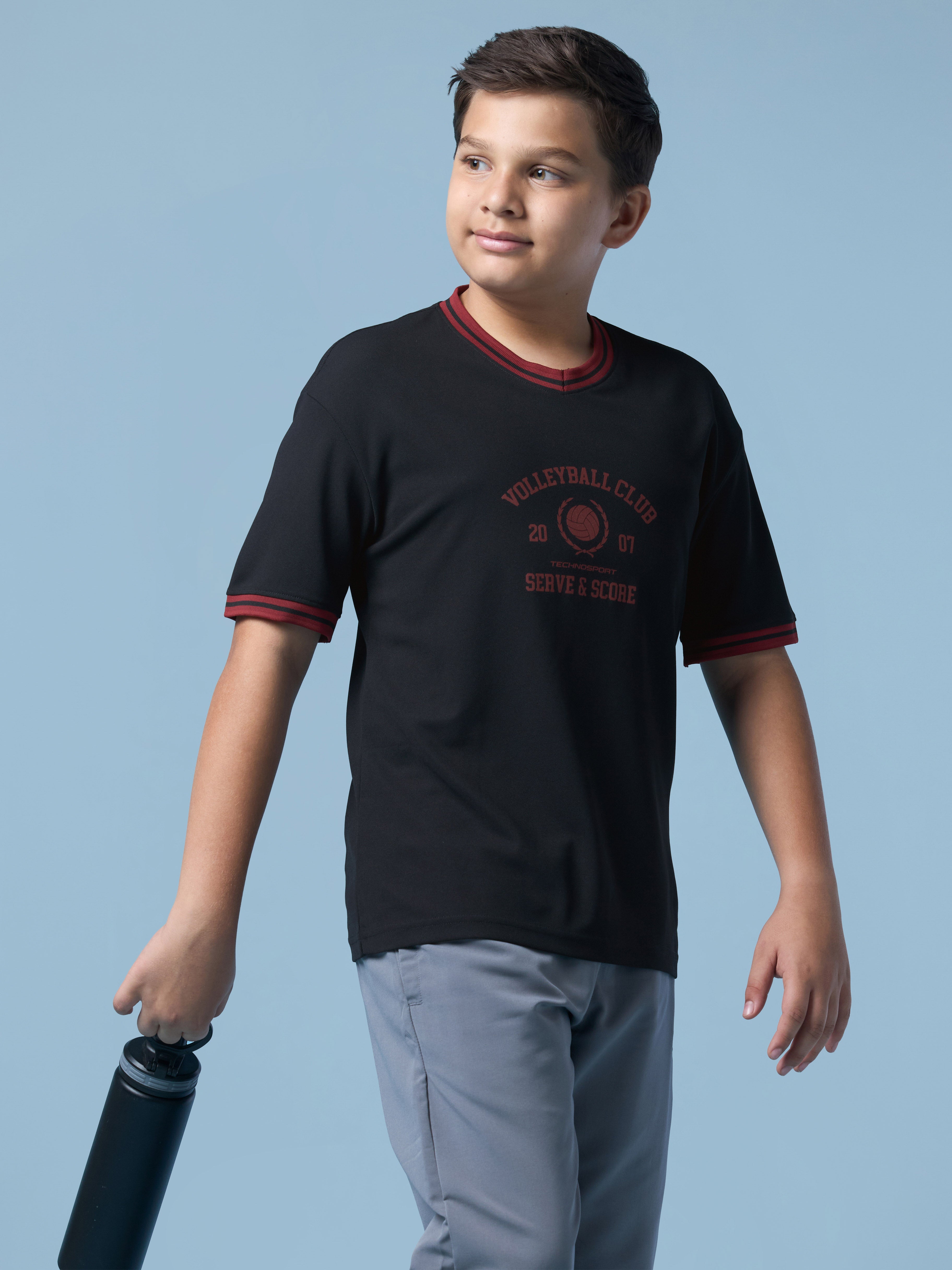 Boys V Neck Dropshoulder T-Shirt  with MATPIQ
