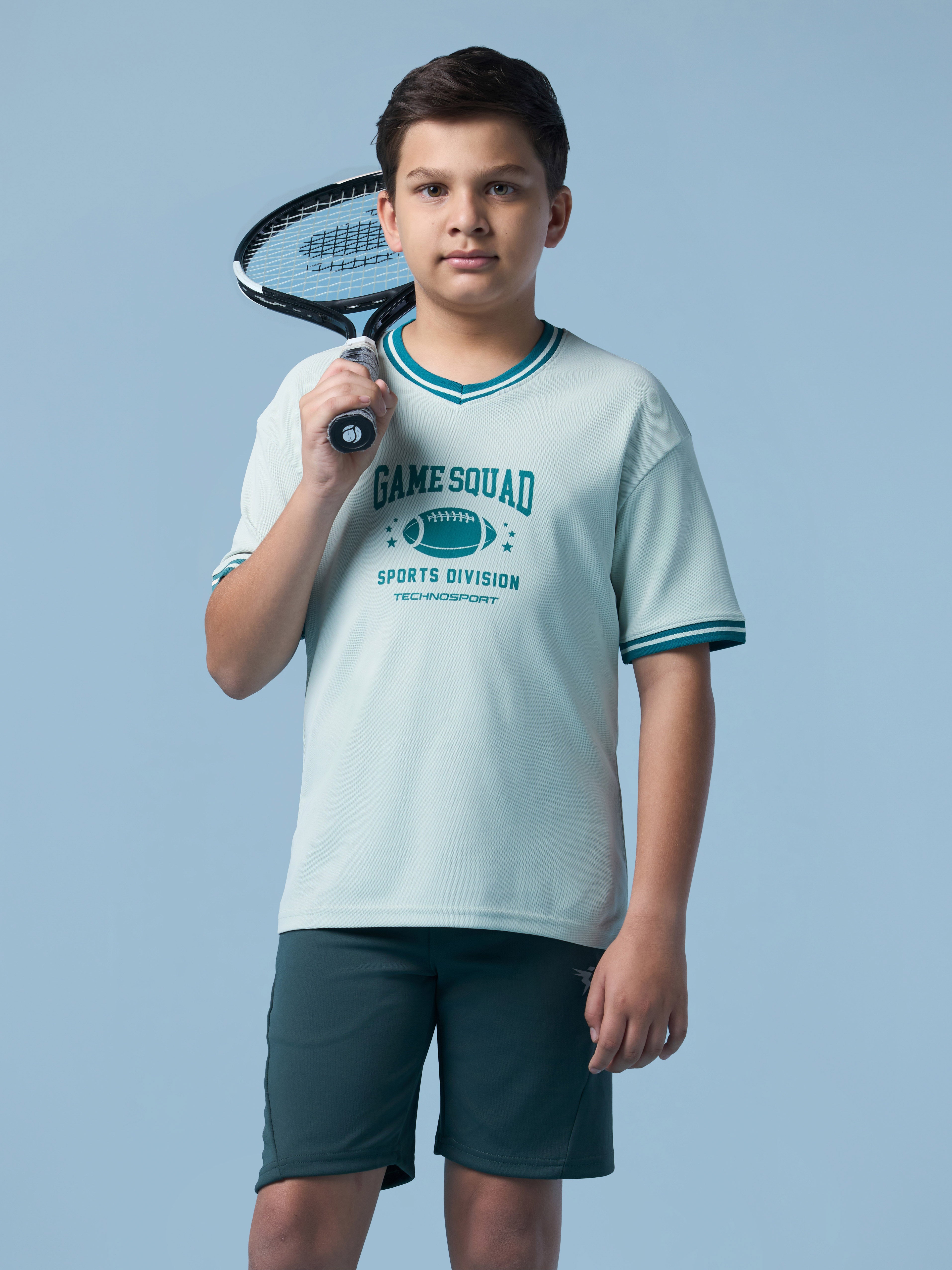 Boys V Neck Dropshoulder T-Shirt  with MATPIQ