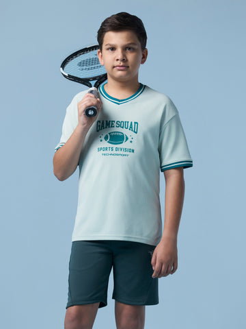 Boys V Neck Dropshoulder T-Shirt  with MATPIQ