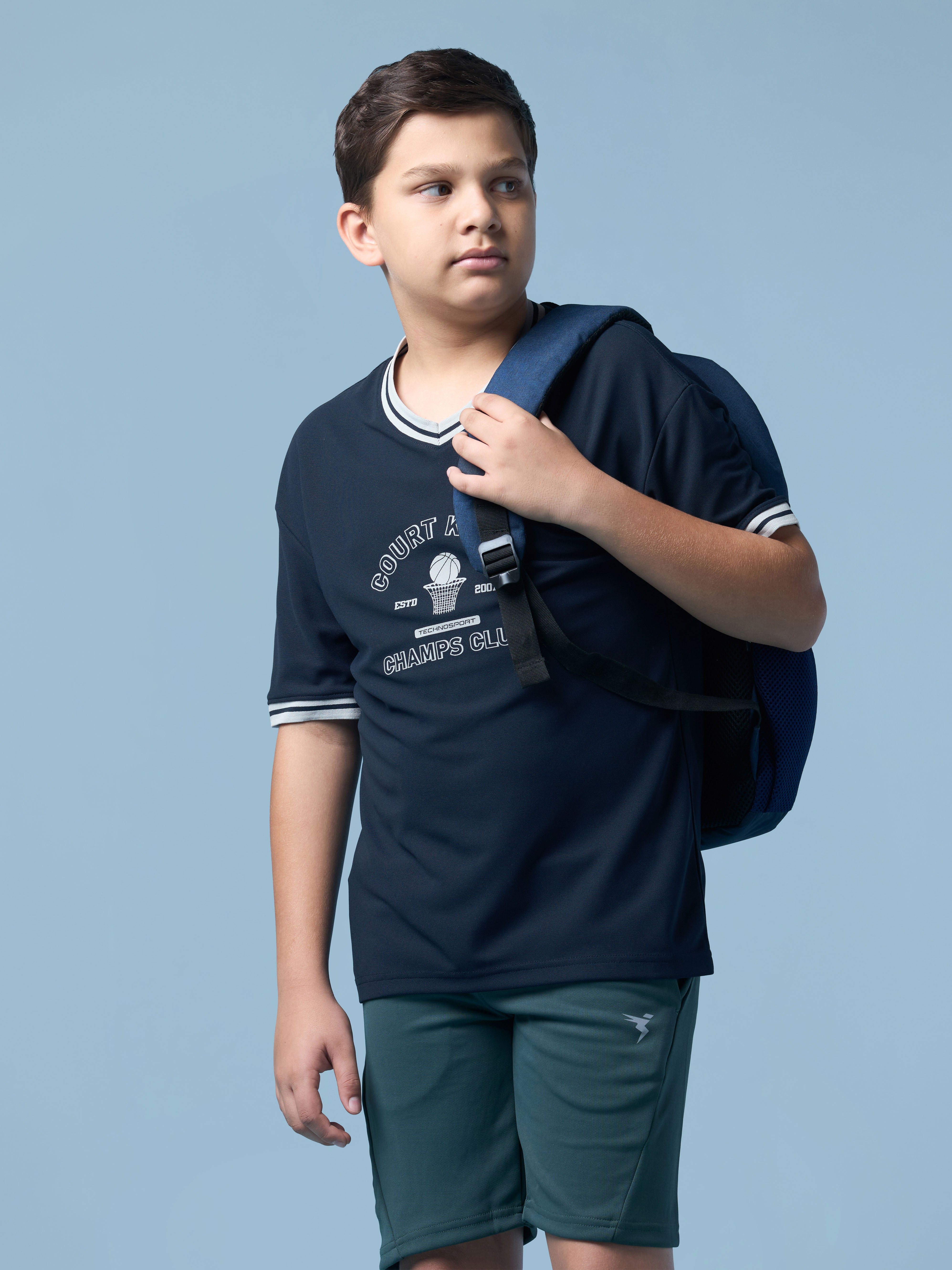 Boys V Neck Dropshoulder T-Shirt  with MATPIQ